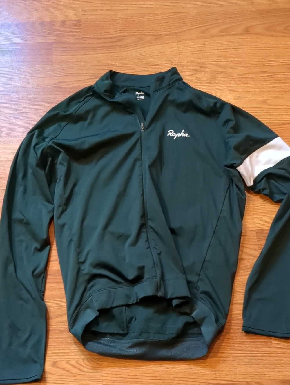 Rapha Men’s Core Long Sleeve Cycling Jersey Forest Green White Armband XL